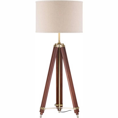 Possini Euro Design Surveyor Modern Tripod Floor Lamp 57 1/2" Tall Cherry Wood Adjustable Beige Linen Drum Shade For Living Room Bedroom Office House 5 Possini Euro Design Surveyor Modern Tripod Floor Lamp 57 1/2" Tall Cherry Wood Adjustable Beige Linen Drum Shade For Living Room Bedroom Office House - Image 5