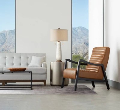 Possini Euro Design Kingston Modern Mid Century Table Lamp 32 3/4" Tall White Grooved Patterned Ceramic Taupe Drum Shade For Bedroom Living Room House 8 Possini Euro Design Kingston Modern Mid Century Table Lamp 32 3/4" Tall White Grooved Patterned Ceramic Taupe Drum Shade For Bedroom Living Room House - Image 8