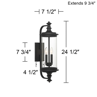 Possini Euro Design Medici Modern Outdoor Wall Light Fixture Black Metal 24 1/2" Clear Glass For Post Exterior Barn Deck House Porch Yard Patio Home 7 Possini Euro Design Medici Modern Outdoor Wall Light Fixture Black Metal 24 1/2" Clear Glass For Post Exterior Barn Deck House Porch Yard Patio Home - Image 7