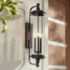 Possini Euro Design Medici Modern Outdoor Wall Light Fixture Black 32 1/4" Clear Glass Cylinder Shade For Post Exterior Barn Deck House Porch Yard
