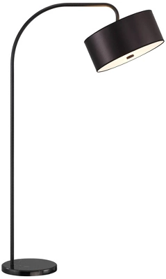 Possini Euro Design Raven Modern 66" Tall Chairside Arc Table Lamp Matte Black Metal Fabric Drum Shade For Living Room Reading Bedroom 7 Possini Euro Design Raven Modern 66" Tall Chairside Arc Table Lamp Matte Black Metal Fabric Drum Shade For Living Room Reading Bedroom - Image 7