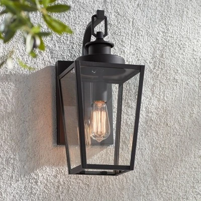 Possini Euro Design Ackerly Modern Outdoor Wall Light Fixture Textured Black 17 1/4" Clear Glass For Post Exterior Barn Deck House Porch Yard Patio 1 Possini Euro Design Ackerly Modern Outdoor Wall Light Fixture Textured Black 17 1/4" Clear Glass For Post Exterior Barn Deck House Porch Yard Patio
