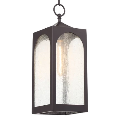 Possini Euro Design Tyne Modern Industrial Outdoor Hanging Light Bronze 19" Seedy Glass Shade For Post Exterior Barn Deck House Porch Yard Patio Home 2 Possini Euro Design Tyne Modern Industrial Outdoor Hanging Light Bronze 19" Seedy Glass Shade For Post Exterior Barn Deck House Porch Yard Patio Home - Image 2