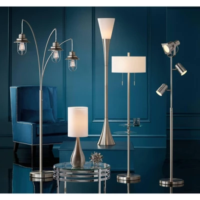 Possini Euro Design Piazza Modern Torchiere Floor Lamp 72 1/2" Tall Brushed Nickel Metal Frosted White Glass Shade For Living Room Bedroom Office Home 5 Possini Euro Design Piazza Modern Torchiere Floor Lamp 72 1/2" Tall Brushed Nickel Metal Frosted White Glass Shade For Living Room Bedroom Office Home - Image 5