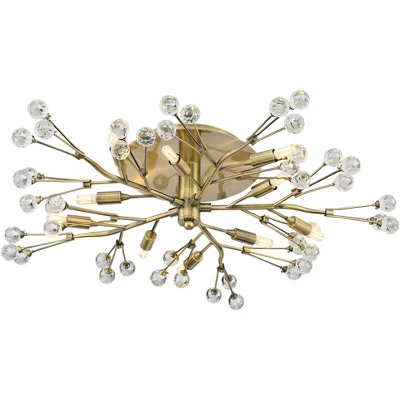 Possini Euro Design Ceiling Light Semi Flush Mount Fixture LED Brass 27 1/2" Wide 10-Light Crystal Berry For Living Room 6 Possini Euro Design Ceiling Light Semi Flush Mount Fixture LED Brass 27 1/2" Wide 10-Light Crystal Berry For Living Room - Image 6
