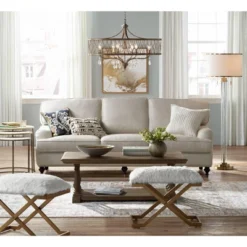 Possini Euro Design Cadence Modern Floor Lamp Standing 62" Tall Crystal Glass Column Satin Brass Linen Drum Shade For Living Room Bedroom Office House -Possini Euro Design Sales Store GUEST c62cd808 99b9 4503 8d86 d6b999d99f7c