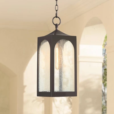 Possini Euro Design Tyne Modern Industrial Outdoor Hanging Light Bronze 19" Seedy Glass Shade For Post Exterior Barn Deck House Porch Yard Patio Home 1 Possini Euro Design Tyne Modern Industrial Outdoor Hanging Light Bronze 19" Seedy Glass Shade For Post Exterior Barn Deck House Porch Yard Patio Home