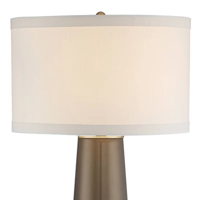 Possini Euro Design Karen Modern Table Lamp 36" Tall Dark Gold Glass With Table Top Dimmer Off White Fabric Drum Shade For Bedroom Living Room Bedside 2 Possini Euro Design Karen Modern Table Lamp 36" Tall Dark Gold Glass With Table Top Dimmer Off White Fabric Drum Shade For Bedroom Living Room Bedside - Image 2