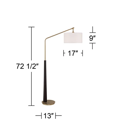 Possini Euro Design Mid Century Modern Arc Floor Lamp 72 1/2" Tall Espresso Warm Gold Metal White Linen Drum Shade For Living Room 7 Possini Euro Design Mid Century Modern Arc Floor Lamp 72 1/2" Tall Espresso Warm Gold Metal White Linen Drum Shade For Living Room - Image 7