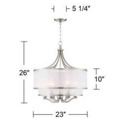 Possini Euro Design Nor Brushed Nickel Pendant Chandelier 23" Wide Modern Double White Organza Shade 6-Light Fixture For Dining Room Kitchen Island 12 Possini Euro Design Nor Brushed Nickel Pendant Chandelier 23" Wide Modern Double White Organza Shade 6-Light Fixture For Dining Room Kitchen Island -Possini Euro Design Sales Store GUEST c8291423 786b 40bf 928d 6d118cca3b09