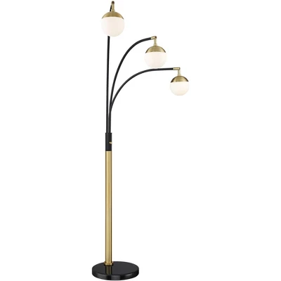 Possini Euro Design Rayne Modern Arc Floor Lamp 72" Tall Gold Black 3 Light LED Adjustable Arm Frosted Glass Globe Shade For Living Room Reading Home 6 Possini Euro Design Rayne Modern Arc Floor Lamp 72" Tall Gold Black 3 Light LED Adjustable Arm Frosted Glass Globe Shade For Living Room Reading Home - Image 6