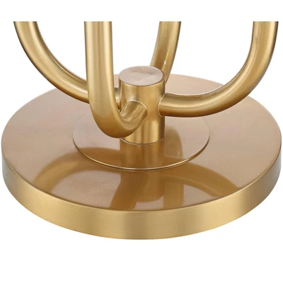 Possini Euro Design Mid Century Modern Glam Style Floor Lamp 4-Light LED 68.5" Tall Warm Gold Glass Globe Shade For Living Room House Uplight 4 Possini Euro Design Mid Century Modern Glam Style Floor Lamp 4-Light LED 68.5" Tall Warm Gold Glass Globe Shade For Living Room House Uplight - Image 4