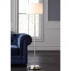 Possini Euro Design Simplicity Modern Floor Lamp 59" Tall Brushed Nickel Silver Off White Tapered Drum Shade For Living Room Bedroom Office House Home