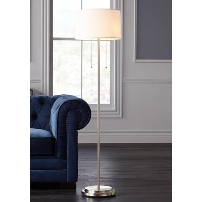 Possini Euro Design Simplicity Modern Floor Lamp 59" Tall Brushed Nickel Silver Off White Tapered Drum Shade For Living Room Bedroom Office House Home 1 Possini Euro Design Simplicity Modern Floor Lamp 59" Tall Brushed Nickel Silver Off White Tapered Drum Shade For Living Room Bedroom Office House Home
