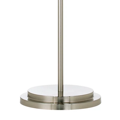 Possini Euro Design Simplicity Modern Floor Lamp 59" Tall Brushed Nickel Silver Off White Tapered Drum Shade For Living Room Bedroom Office House Home 4 Possini Euro Design Simplicity Modern Floor Lamp 59" Tall Brushed Nickel Silver Off White Tapered Drum Shade For Living Room Bedroom Office House Home - Image 4