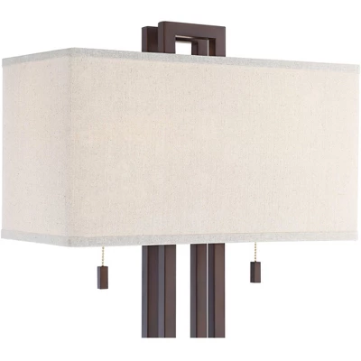 Possini Euro Design Gossard Modern Industrial Table Lamp 30" Tall Bronze With USB Charging Port White Rectangular Shade For Bedroom Living Room Office 2 Possini Euro Design Gossard Modern Industrial Table Lamp 30" Tall Bronze With USB Charging Port White Rectangular Shade For Bedroom Living Room Office - Image 2