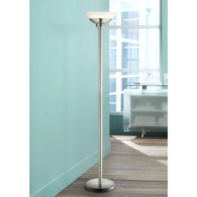 Possini Euro Design Metro Modern Torchiere Floor Lamp 71" Tall Brushed Nickel Frosted White Acrylic Shade For Living Room Reading Bedroom Office House 1 Possini Euro Design Metro Modern Torchiere Floor Lamp 71" Tall Brushed Nickel Frosted White Acrylic Shade For Living Room Reading Bedroom Office House
