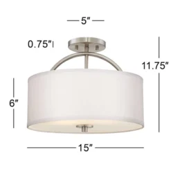 Possini Euro Design Halsted Modern Ceiling Light Semi Flush Mount Fixture 15" Wide Brushed Nickel 2-Light Oatmeal Linen Drum For Bedroom Living Room 10 Possini Euro Design Halsted Modern Ceiling Light Semi Flush Mount Fixture 15" Wide Brushed Nickel 2-Light Oatmeal Linen Drum For Bedroom Living Room -Possini Euro Design Sales Store GUEST d467f660 902a 45b3 bde3 1d30f40fac9c