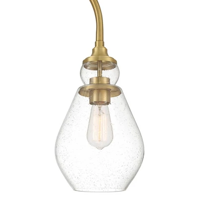 Possini Euro Design Vaile Modern 66" Tall Chairside Arc Floor Lamp Warm Gold Metal Clear Seeded Glass Shade For Living Room Reading Home 2 Possini Euro Design Vaile Modern 66" Tall Chairside Arc Floor Lamp Warm Gold Metal Clear Seeded Glass Shade For Living Room Reading Home - Image 2