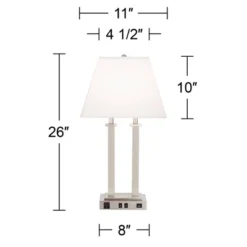 Possini Euro Design Amity Modern Table Lamp 26" High Brushed Nickel With USB And AC Power Outlet In Base White Linen Shade For Bedroom Bedside Desk 11 Possini Euro Design Amity Modern Table Lamp 26" High Brushed Nickel With USB And AC Power Outlet In Base White Linen Shade For Bedroom Bedside Desk -Possini Euro Design Sales Store GUEST d597278f bc77 4473 a7da 053f0dde81c2