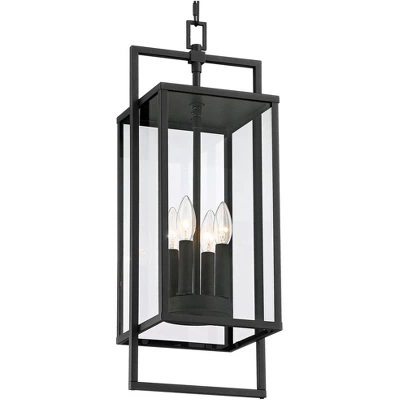 Possini Euro Design Jericho Modern Outdoor Hanging Light Textured Black 24 1/4" Clear Glass Panel For Post Exterior Barn Deck House Porch Yard Patio 2 Possini Euro Design Jericho Modern Outdoor Hanging Light Textured Black 24 1/4" Clear Glass Panel For Post Exterior Barn Deck House Porch Yard Patio - Image 2