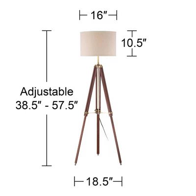 Possini Euro Design Surveyor Modern Tripod Floor Lamp 57 1/2" Tall Cherry Wood Adjustable Beige Linen Drum Shade For Living Room Bedroom Office House 6 Possini Euro Design Surveyor Modern Tripod Floor Lamp 57 1/2" Tall Cherry Wood Adjustable Beige Linen Drum Shade For Living Room Bedroom Office House - Image 6