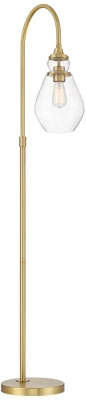 Possini Euro Design Vaile Modern 66" Tall Chairside Arc Floor Lamp Warm Gold Metal Clear Seeded Glass Shade For Living Room Reading Home 5 Possini Euro Design Vaile Modern 66" Tall Chairside Arc Floor Lamp Warm Gold Metal Clear Seeded Glass Shade For Living Room Reading Home - Image 5