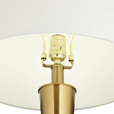 Possini Euro Design Wayne Modern Table Lamps 29 1/4" Tall Set Of 2 Brass With USB Charging Port White Fabric Drum Shade For Bedroom Living Room Kids 3 Possini Euro Design Wayne Modern Table Lamps 29 1/4" Tall Set Of 2 Brass With USB Charging Port White Fabric Drum Shade For Bedroom Living Room Kids - Image 3