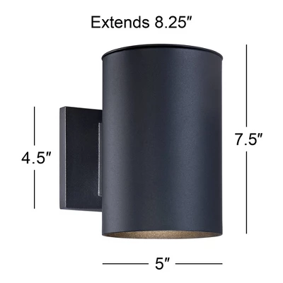 Possini Euro Design Modern Outdoor Wall Light Fixture Black LED Downlight 7 1/2" Cylinder Shade For Exterior Barn Deck House Porch Yard Patio Outside 6 Possini Euro Design Modern Outdoor Wall Light Fixture Black LED Downlight 7 1/2" Cylinder Shade For Exterior Barn Deck House Porch Yard Patio Outside - Image 6