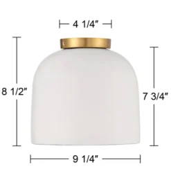 Possini Euro Design Merrick Modern Industrial Ceiling Light Flush Mount Fixture 9 1/4" Wide White Cement Gold For Bedroom Kitchen Living Room Hallway -Possini Euro Design Sales Store GUEST dba2b5f6 f3f0 4f7b 8297 c66a400bcdfa