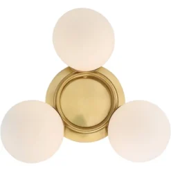 Possini Euro Design Modern Ceiling Light Flush Mount Fixture Brass 18" Wide 3-Light Frosted White Glass Globes Bedroom Living Room -Possini Euro Design Sales Store GUEST dbfdc26c 9042 453c 899a 728958d8e6b8