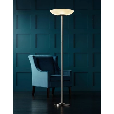 Possini Euro Design Meridian Light Blaster Modern Torchiere Floor Lamp 72" Tall Brushed Nickel LED Frosted Glass Shade For Living Room Bedroom Office 6 Possini Euro Design Meridian Light Blaster Modern Torchiere Floor Lamp 72" Tall Brushed Nickel LED Frosted Glass Shade For Living Room Bedroom Office - Image 6