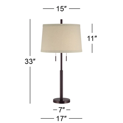 Possini Euro Design Modern Buffet Table Lamp 33" Tall With USB Charging Port Dark Bronze Drum Shade For Bedroom Living Room Office 6 Possini Euro Design Modern Buffet Table Lamp 33" Tall With USB Charging Port Dark Bronze Drum Shade For Bedroom Living Room Office - Image 6