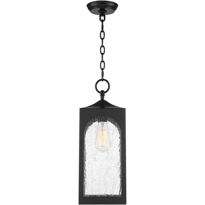 Possini Euro Design Modern Outdoor Hanging Light Fixture Matte Black Steel 19" Clear Seedy Glass Panels For Exterior House Porch 4 Possini Euro Design Modern Outdoor Hanging Light Fixture Matte Black Steel 19" Clear Seedy Glass Panels For Exterior House Porch - Image 4