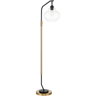Possini Euro Design Tarrah Mid Century Modern 63" Tall Chairside Arc Floor Lamp Gold Black Metal Clear Glass Shade For Living Room House 6 Possini Euro Design Tarrah Mid Century Modern 63" Tall Chairside Arc Floor Lamp Gold Black Metal Clear Glass Shade For Living Room House - Image 6