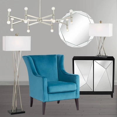 Possini Euro Design Modern Floor Lamp 63.5" Tall Brushed Steel Asymmetry White Linen Rectangular Shade For Living Room Reading Bedroom Office 7 Possini Euro Design Modern Floor Lamp 63.5" Tall Brushed Steel Asymmetry White Linen Rectangular Shade For Living Room Reading Bedroom Office - Image 7