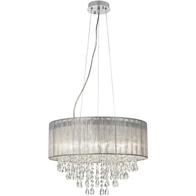 Possini Euro Design Jolie Chrome Chandelier Lighting 20" Wide Modern Crystal Silver Fabric Shade 7-Light Fixture For Dining Room House Kitchen Island 4 Possini Euro Design Jolie Chrome Chandelier Lighting 20" Wide Modern Crystal Silver Fabric Shade 7-Light Fixture For Dining Room House Kitchen Island - Image 4
