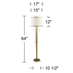 Possini Euro Design Palisade Modern Floor Lamp 64" Tall Satin Brass Metal Trimmed Fabric Tapered Drum Shade For Living Room Bedroom Office House Home -Possini Euro Design Sales Store GUEST e06ace3d 8f2f 4216 ab50 a6fc760c8ec8