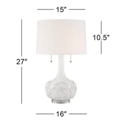 Possini Euro Design Natalia Modern Country Cottage Table Lamp With Square Riser 28 1/2" Tall White Floral Ceramic Drum Shade For Bedroom Living Room 7 Possini Euro Design Natalia Modern Country Cottage Table Lamp With Square Riser 28 1/2" Tall White Floral Ceramic Drum Shade For Bedroom Living Room -Possini Euro Design Sales Store GUEST e072020c f122 4708 9e80 53efd66dadf0