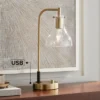 Possini Euro Design Possini Euro Kinzie Desk Lamp With Power Outlet And USB Ports Warm Gold