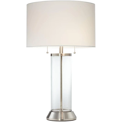 Possini Euro Design Fritz Modern Table Lamp 26 1/2" High Silver Clear Glass Column With USB And AC Power Outlet In Base Drum Shade For Bedroom Desk 7 Possini Euro Design Fritz Modern Table Lamp 26 1/2" High Silver Clear Glass Column With USB And AC Power Outlet In Base Drum Shade For Bedroom Desk - Image 7