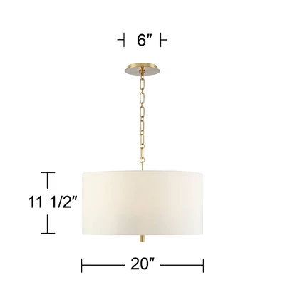 Possini Euro Design Warm Gold Pendant Chandelier 20" Wide Modern White Linen Drum Shade 4-Light Fixture For Dining Room Foyer Kitchen Island Entryway 5 Possini Euro Design Warm Gold Pendant Chandelier 20" Wide Modern White Linen Drum Shade 4-Light Fixture For Dining Room Foyer Kitchen Island Entryway - Image 5