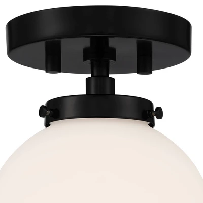 Possini Euro Design Jilly Modern Ceiling Light Semi Flush Mount Fixture 6 3/4" Wide Black White Glass Globe Shade For Bedroom Kitchen Living Room Home 2 Possini Euro Design Jilly Modern Ceiling Light Semi Flush Mount Fixture 6 3/4" Wide Black White Glass Globe Shade For Bedroom Kitchen Living Room Home - Image 2