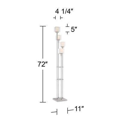 Possini Euro Design Athena Modern Floor Lamp 72" Tall Brushed Nickel 4 Light Tree Clear Outer Opal Inner Double Glass Shade For Living Room Bedroom 7 Possini Euro Design Athena Modern Floor Lamp 72" Tall Brushed Nickel 4 Light Tree Clear Outer Opal Inner Double Glass Shade For Living Room Bedroom - Image 7