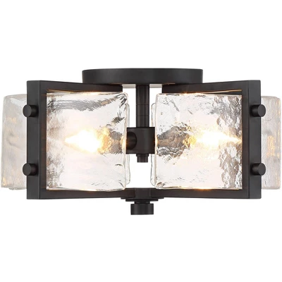 Possini Euro Design Adri Modern Ceiling Light Flush Mount Fixture Black 16 1/2" Wide Black 4-Light Textured Glass For Bedroom Kitchen Living Room Home 3 Possini Euro Design Adri Modern Ceiling Light Flush Mount Fixture Black 16 1/2" Wide Black 4-Light Textured Glass For Bedroom Kitchen Living Room Home - Image 3
