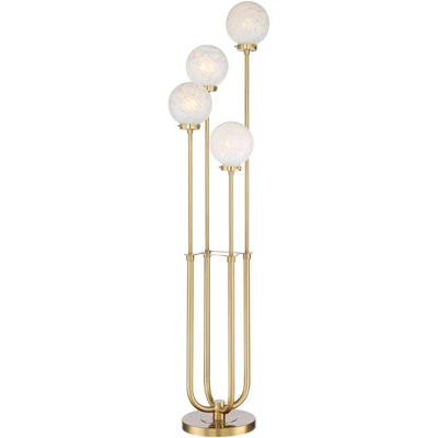 Possini Euro Design Mid Century Modern Glam Style Floor Lamp 4-Light LED 68.5" Tall Warm Gold Glass Globe Shade For Living Room House Uplight 8 Possini Euro Design Mid Century Modern Glam Style Floor Lamp 4-Light LED 68.5" Tall Warm Gold Glass Globe Shade For Living Room House Uplight - Image 8
