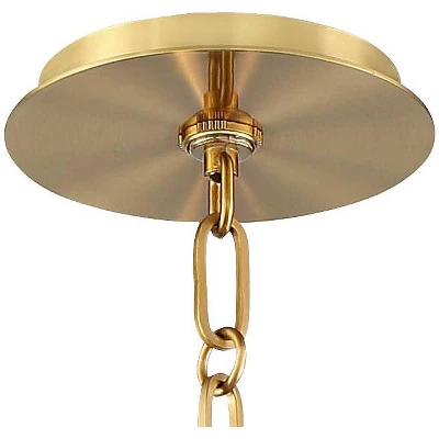 Possini Euro Design Warm Gold Pendant Chandelier 20" Wide Modern White Linen Drum Shade 4-Light Fixture For Dining Room Foyer Kitchen Island Entryway 3 Possini Euro Design Warm Gold Pendant Chandelier 20" Wide Modern White Linen Drum Shade 4-Light Fixture For Dining Room Foyer Kitchen Island Entryway - Image 3