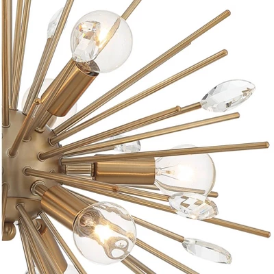 Possini Euro Design Janae Warm Gold Sputnik Chandelier 18" Wide Modern Crystal 9-Light Fixture For Dining Room House Foyer Kitchen Island Entryway 2 Possini Euro Design Janae Warm Gold Sputnik Chandelier 18" Wide Modern Crystal 9-Light Fixture For Dining Room House Foyer Kitchen Island Entryway - Image 2