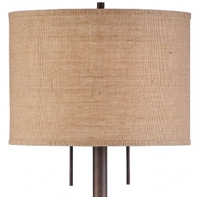 Possini Euro Design Garth Modern Floor Lamp Standing 63 1/2" Tall Oil Rubbed Bronze Burlap Fabric Drum Shade For Living Room Bedroom Office House Home 3 Possini Euro Design Garth Modern Floor Lamp Standing 63 1/2" Tall Oil Rubbed Bronze Burlap Fabric Drum Shade For Living Room Bedroom Office House Home - Image 3