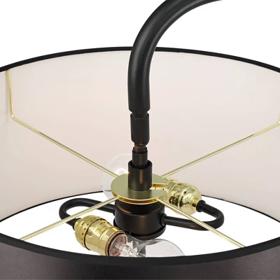 Possini Euro Design Raven Modern 66" Tall Chairside Arc Table Lamp Matte Black Metal Fabric Drum Shade For Living Room Reading Bedroom 3 Possini Euro Design Raven Modern 66" Tall Chairside Arc Table Lamp Matte Black Metal Fabric Drum Shade For Living Room Reading Bedroom - Image 3